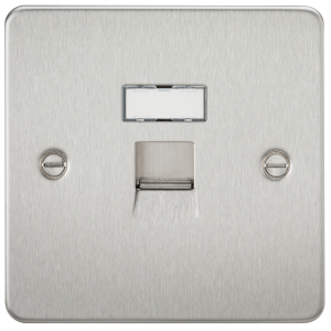Flat Plate RJ45 network outlet - brushed chrome