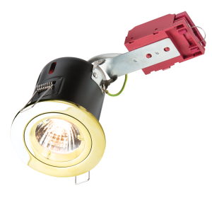 230V IP20 50W Fixed GU10 IC Fire-Rated Downlight in Brass