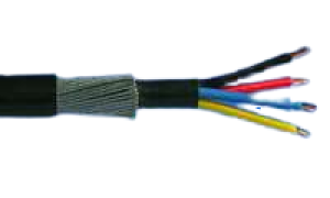 6944X 6.0mm2 Black 4 Core SWA Armoured Cable, 53 Amps, 50m