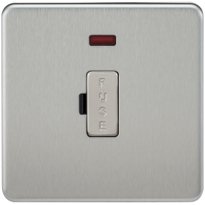 Screwless 13A Fused Spur Unit with Neon - Brushed Chrome