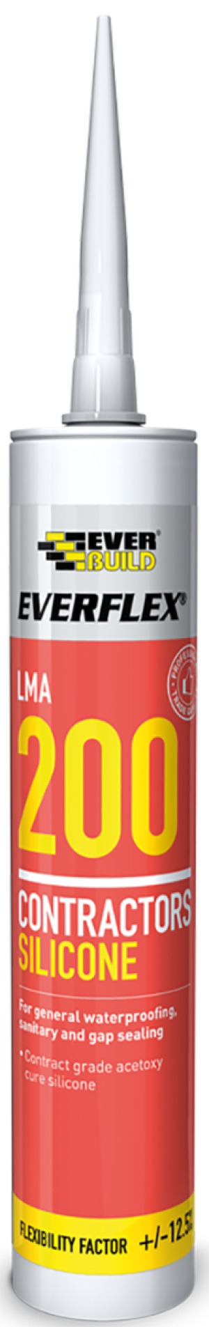 Everbuild 200 Contractors LMA Silicone, Clear, 295ml, 200TR