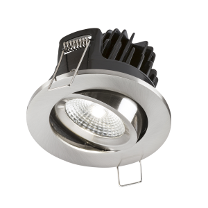 IP20 7W LED 4000K Cool White Tilt Downlight with Fixed Brushed Chrome Bezel