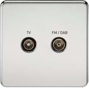 Screwless Screened Diplex Outlet (TV & FM DAB) - Polished Chrome