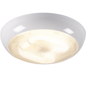 IP44 28W HF Polo Bulkhead with Prismatic Diffuser and White Base