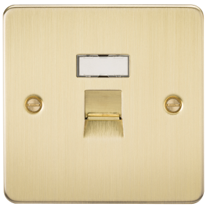 Flat Plate RJ45 network outlet - brushed brass
