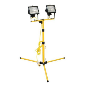 ST500T Twin Head 110V Yellow LED Flood Lights On An Adjustable Tripod 40W x 2