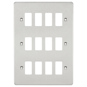 Flat plate 12G grid faceplate - brushed chrome