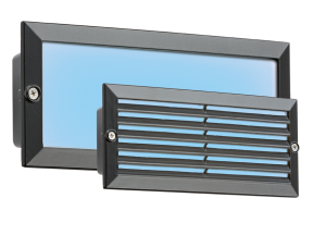 230V IP54 5W Blue LED Recessed Brick Light - Black Fascia