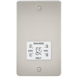 Flat Plate 115/230V dual voltage shaver socket - pearl with white insert