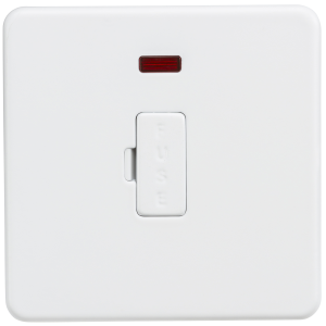 Screwless 13A Fused Spur Unit with Neon - Matt White