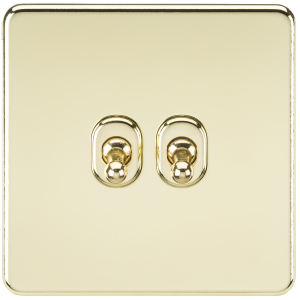 Screwless 10A 2G 2-Way Toggle Switch - Polished Brass