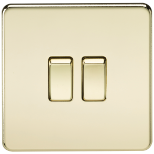 Screwless 10A 2G 2-Way Switch - Polished Brass