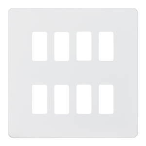 Screwless 8G grid faceplate - matt white