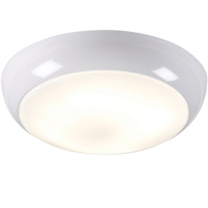 IP44 28W HF EmergencyPolo Bulkhead with Opal Diffuser and White Base