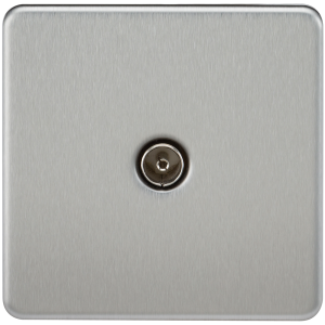 Screwless 1G TV Outlet (Non-Isolated) - Brushed Chrome