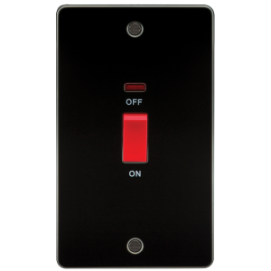 Flat Plate 45A 2G DP switch with neon - gunmetal