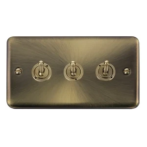 3 Gang 2 Way Toggle (Mk) Antique Brass T91.3420.AB