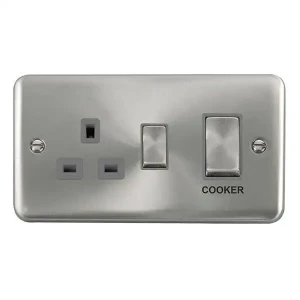 13A Socket + 45A Cooker Sw. Satin Chrome Y33.262.SCBK