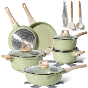 EngrosPris.no Just Perfecto 15-Dels Nonstick Granitt Grytesett (Grønn)
