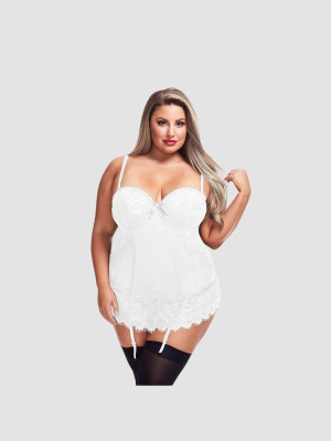 Baci Lingerie Corset porte-jarretelles dentelle florale blanc GT