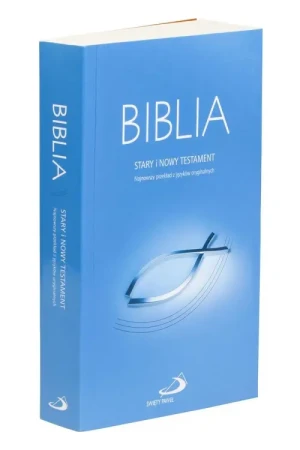 Biblia "z rybką" ST i NT Najnowszy przekład z języków oryginalnych. Oprawa miękka, niebieska z paginatorami. Biblia Paulistów