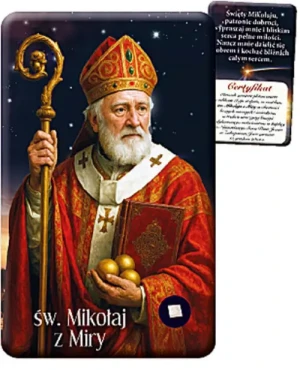 Karta św. Mikołaj z relikwiami III stopnia.