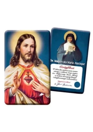 Karta Najświętsze Serce + relikwie III stopnia św. Małgorzaty Alacoque.