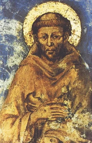 Karta św. Franciszek z modlitwą. św. Franciszek z Asyżu
