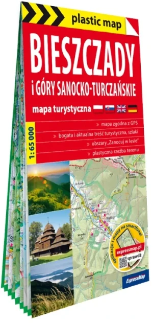 Bieszczady i Góry Sanocko-Turczańskie mapa turystyczna 1: 65 000 foliowana 2026. Opracowanie zbiorowe