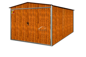 GARAŻ BLASZANY DREWNOPODOBNY 2X7 – DWUSPADOWY DACH, BRAMA UCHYLNA