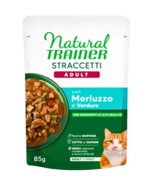 Antica Farmacia Orlandi Trainer Gatto Natural Straccetti Adulto Merluzzo & Verdure 85 Gr