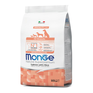 monge & c. spa Monge Cane Natural Superpremium Puppy&Junior All Breeds Salmone & Riso 800 Gr