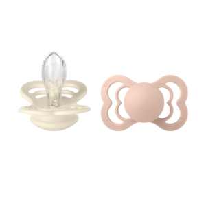 BIBS Supreme Silicone Smokk Str. 2, 6-18 mnd, ivory/blush, 2 stk.