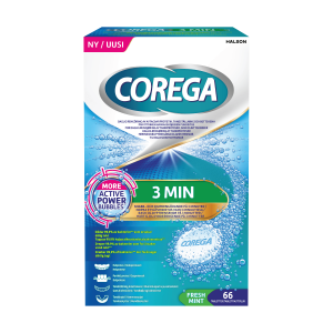 Corega Rensetabletter 3 minutes, 66 stk.