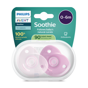 Philips Soothie Heart Smokk, 0-6 mnd, rosa, 2 stk.