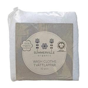 Summerville Organic Vaskekluter, Hvit, 10 stk.