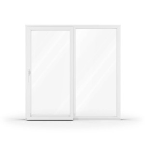 aluplast Baie vitrée 200x200 cm, baie oscillo-coulissante, pvc, IDEAL 4000, blanc, 2 vantaux, 2000 x 2000 mm, configuration personnalisée