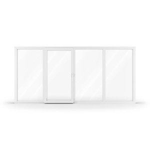aluplast Baie vitrée 3m50, pvc, IDEAL 4000, basculant-coulissant parallèle à gauche (PSK), blanc, 2 vantaux, 3500 x 1635 mm, configuration