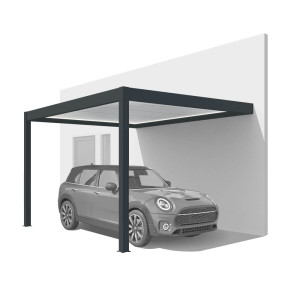fenetre24.com Carport adossé anthracite avec éclairage LED intégré – Structure robuste
