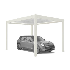 fenetre24.com Carport autoportant blanc avec éclairage LED intégré – Design moderne