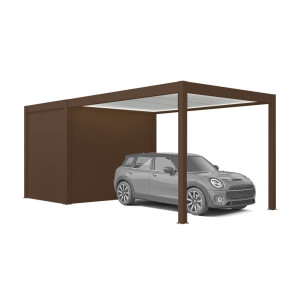 fenetre24.com Carport brun avec abri de jardin et éclairage LED intégré – 2-en-1 pratique