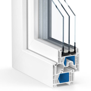 Kömmerling 76 MD, fenêtre pvc, blanc RAL 9016, 500 x 500 mm, 1 vantail vitrage fixe, configurer individuellement