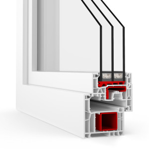 Fenêtre à triple vitrage, Ug 0,7 selon DIN EN 673, PVC, aluplast IDEAL® neo AD, 1 vantail, vitrage fixe, blanc, 510 x 510 mm