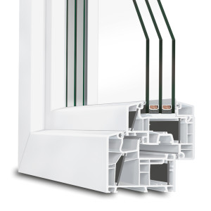 Fenêtre pour BBC convenant à bâtiments et maisons à basse consommation, PVC, aluplast, energeto® 8000, blanc, 1 vantail, 510 x 510 mm