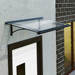 fenetre24.com Marquise de porte Vendôme, marquise plate, en aluminium et verre acrylique, anthracite, avec gouttière d’évacuation, configuration