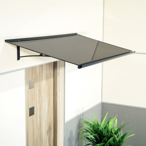 fenetre24.com Marquise de porte Vittel, marquise arrondie en aluminium et matériau composite, anthracite, avec gouttière d’évacuation, configuration