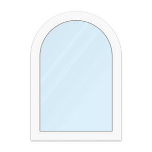 Fenêtre avec demi-lune, fenêtre plein cintre 1 vantail avec vitrage fixe, PVC, aluplast IDEAL 4000, blanc, 600 x 900 mm, configurer individuellement