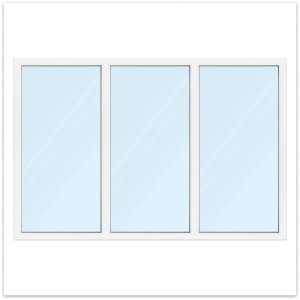 aluplast Fenêtre d'atelier en PVC, 3 vantaux, 300x150 cm ou sur mesure, vitrage fixe, double vitrage avec isolation thermique