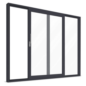 Smart Slide, pvc, aluplast, IDEAL Smart-Slide, avec fermeture automatique, 2000 x 2000 mm, anthracite similaire au RAL 7016