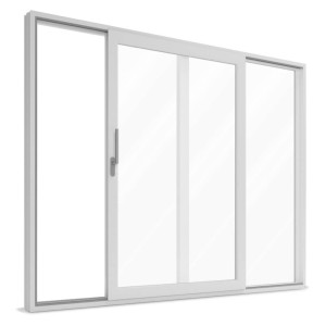 Smart Slide, pvc, aluplast, IDEAL Smart-Slide, avec fermeture automatique, 2 vantaux, 1600 x 1500 mm, blanc, configuration personnalisée